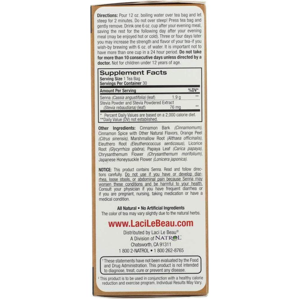 Laci Le Beau Laci Le Beau Super Dieter's Tea Cinnamon Spice 30 Tea Bags, 2.63 Oz