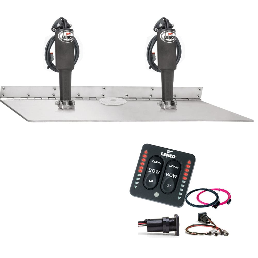 Lenco 16 x 24 Dual Actuator Super Strong Trim Tab Kit w/ LED Indicator Switch Kit 12V - Boat Outfitting | Trim Tabs - Lenco Marine
