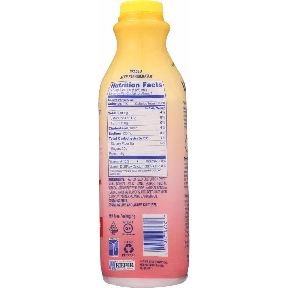 Lifeway Lifeway Kefir Cultured Milk Smoothie Strawberry-Banana, 32 oz
