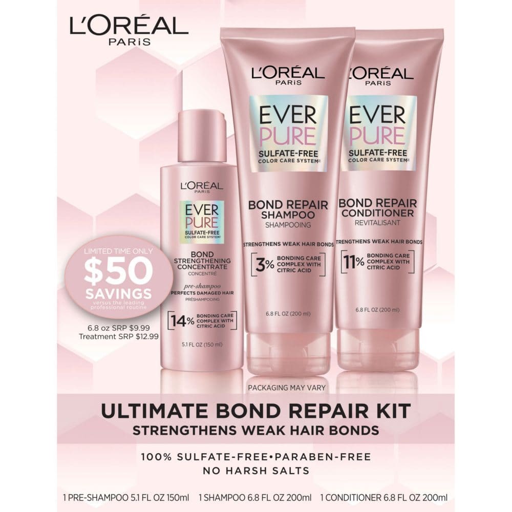 L’Oreal Paris EverPure Bond Repair Kit (Concentrate Shampoo & Conditioner) - Shampoo & Conditioner - L’Oreal