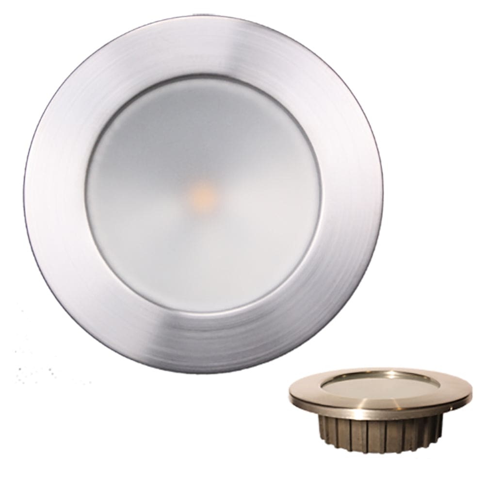 Lunasea Gen3 Warm White RGBW Full Color 3.5” IP65 Recessed Light w/ Brushed Stainless Steel Bezel - 12VDC - Lighting | Interior / Courtesy