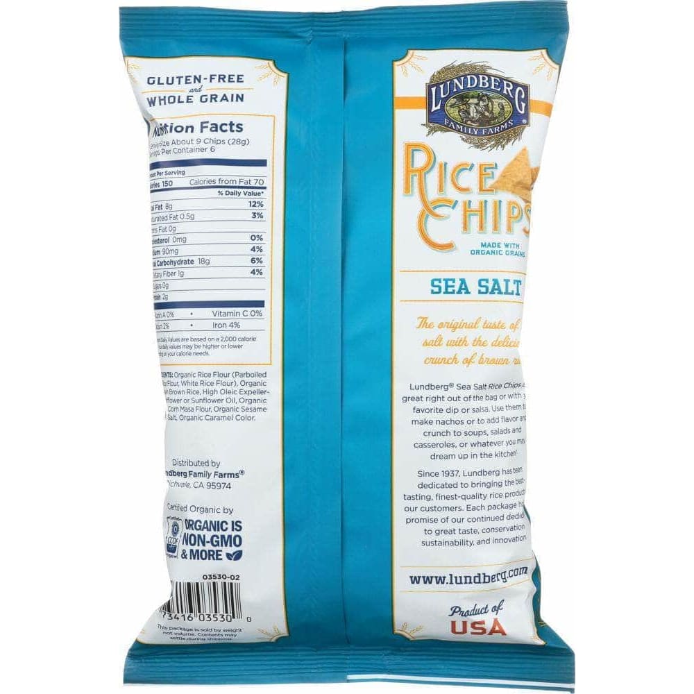 Lundberg Family Farms Lunberg Rice Chips Sea Salt, 6 oz