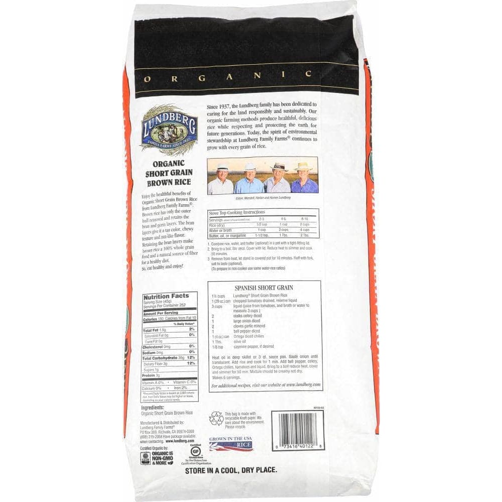 Lundberg Family Farms Lundberg Organic Short Grain Brown Rice, 25 lb