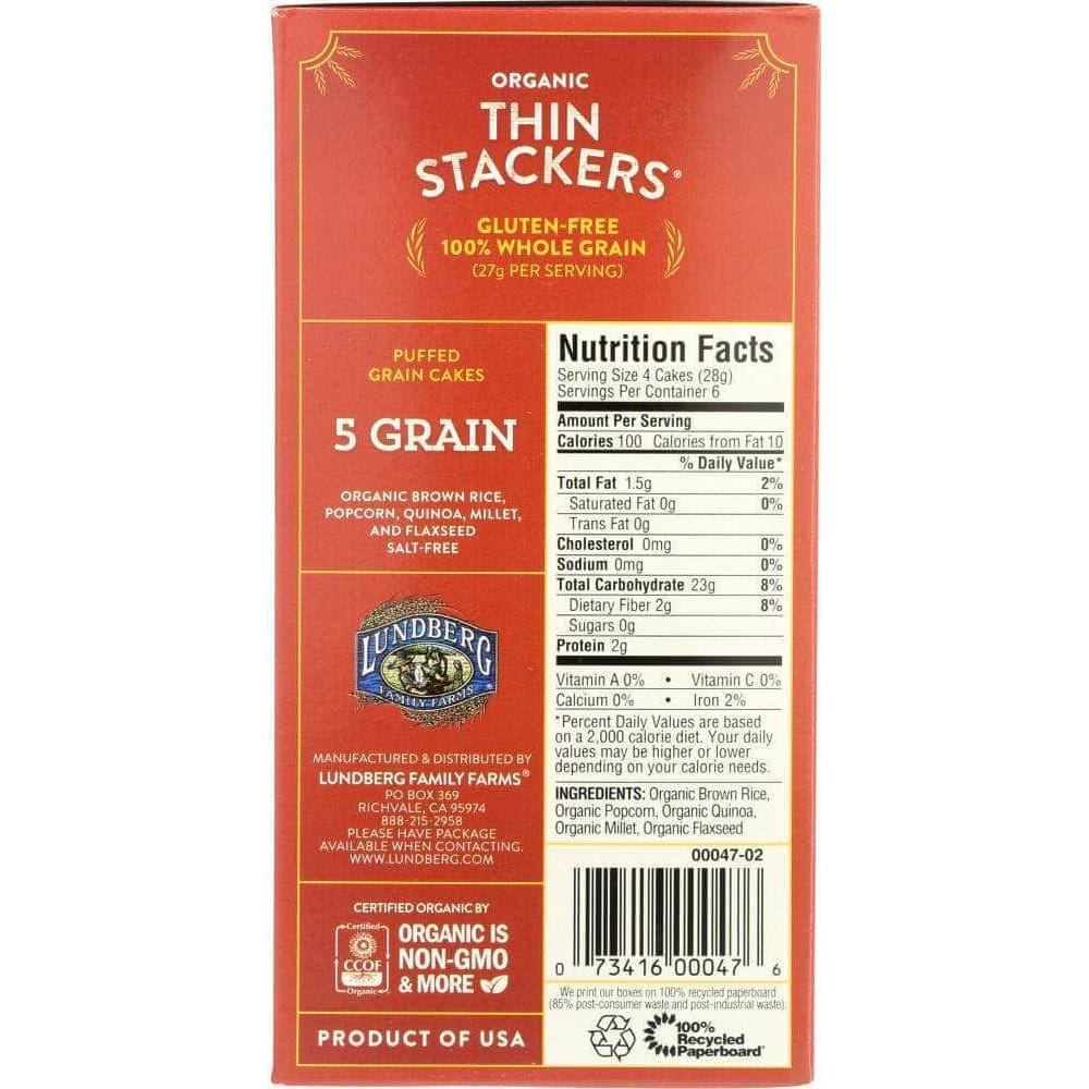 Lundberg Family Farms Lundberg Rice Cakes Thin Stackers 5 Grain, 5.9 oz