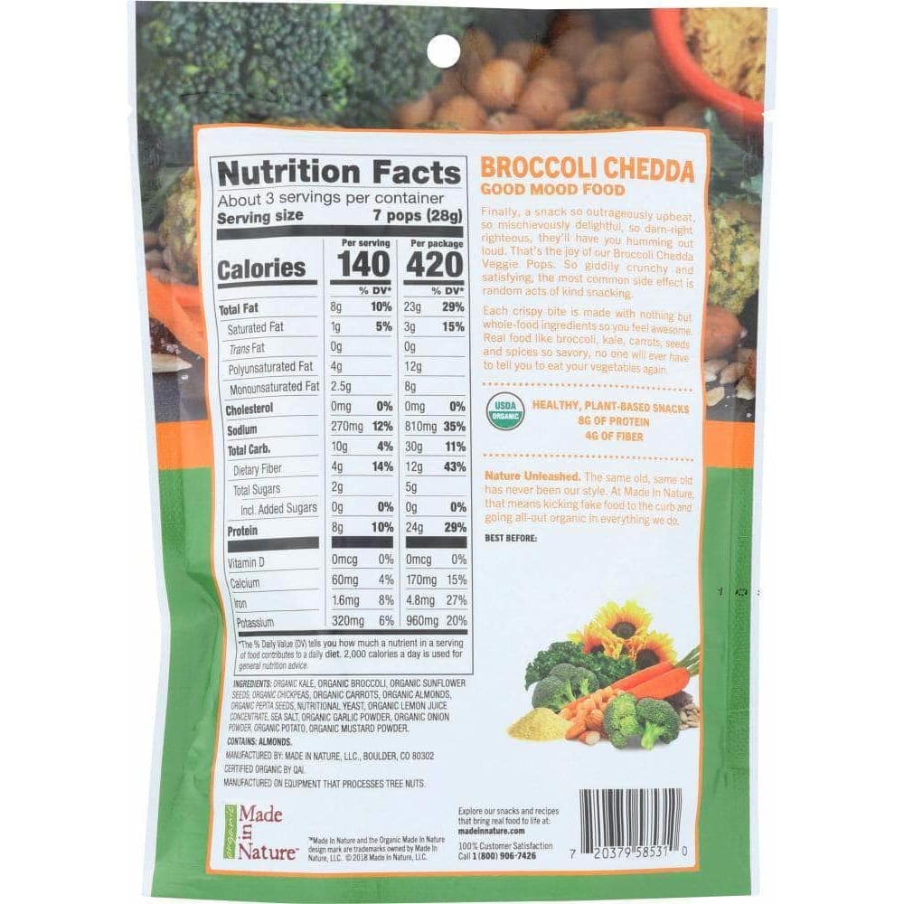 Made In Nature Made In Nature Pop Veggie Broccoli Cheddar, 3 oz