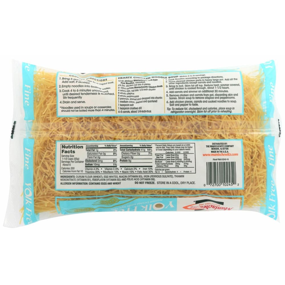 MANISCHEWITZ Manischewitz Yolk Free Fine Noodles, 12 Oz