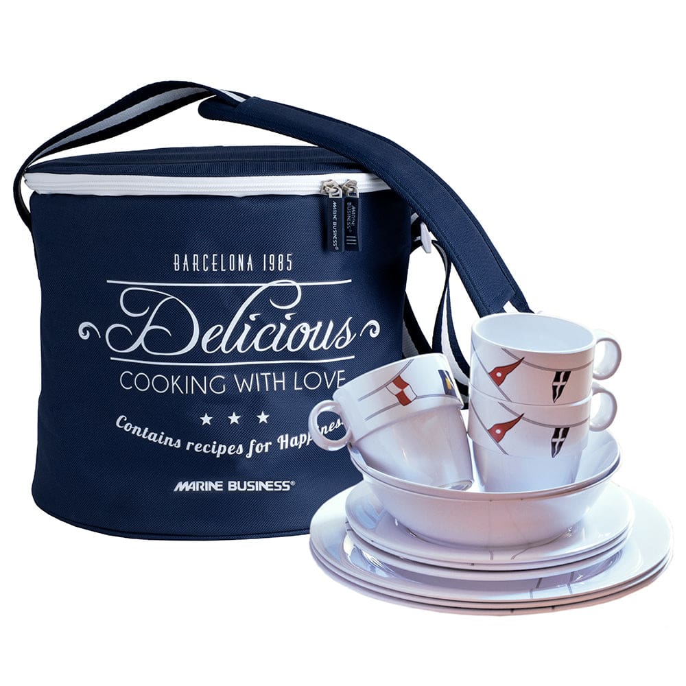 Marine Business Melamine Tableware & Basket - REGATA - Set of 16 - Boat Outfitting | Deck / Galley - Marine Business