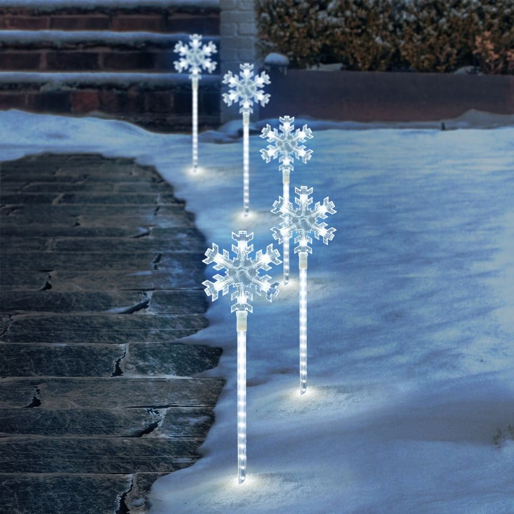 Member’s Mark 5 Count Snowflake Pathway LED Lights - Cool White - Outdoor Holiday Decor - Member’s