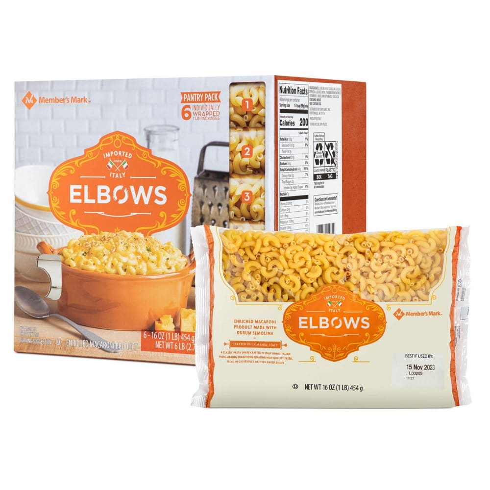 Member’s Mark Elbow Macaroni Pantry Pack (1 lb. 6 pk.) - Top Rated Items - ShelHealth