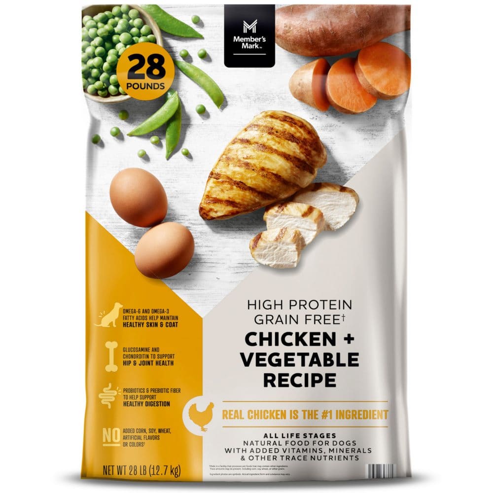 Member’s Mark High Protein Grain Free Chicken + Vegetable Recipe Dry Dog Food (28 lbs.) (Pack of 5) - New Grocery & Household - Member’s