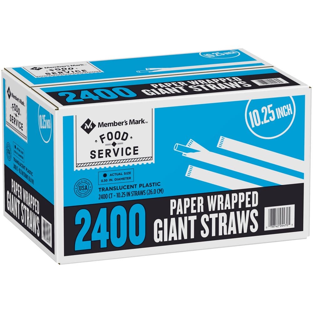 Member’s Mark Translucent Giant Plastic Straws Wrapped (2400 ct.) (Pack of 3) - Commercial Paper Goods & Disposables - Member’s