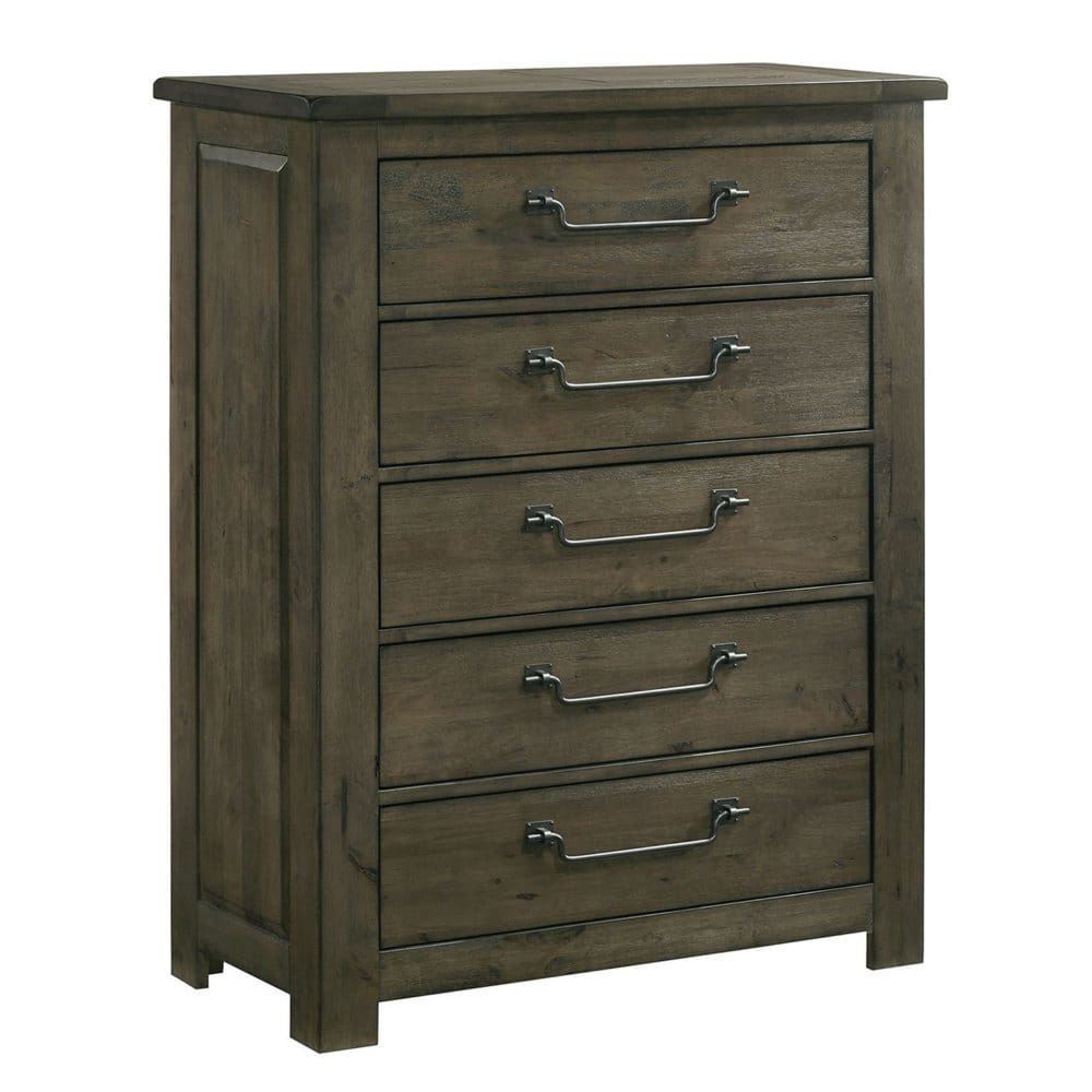 Memphis 5-Drawer Rubberwood Chest with Metal Pulls Antique Grey - Modern Farmhouse - Memphis