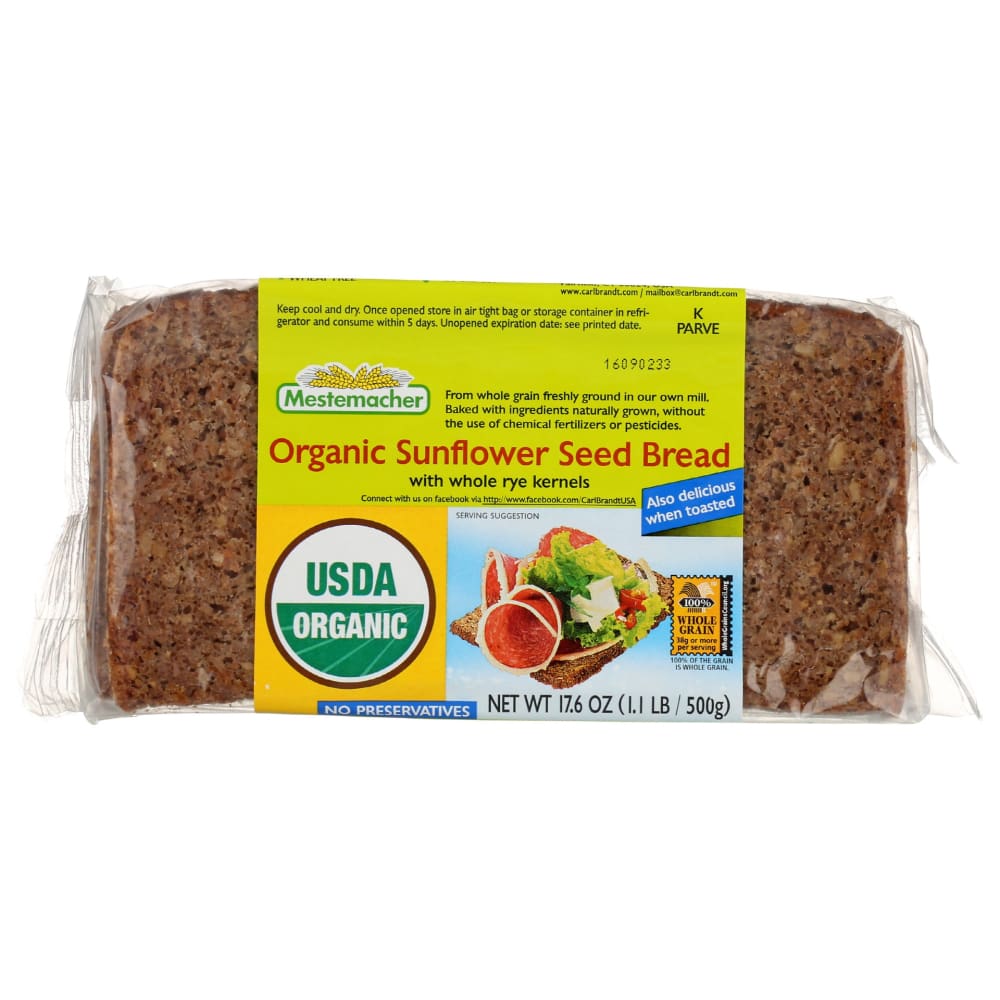 MESTEMACHER: Organic Sunflower Seed Bread 17.6 oz (Pack of 5) - Grocery > Bread - MESTEMACHER