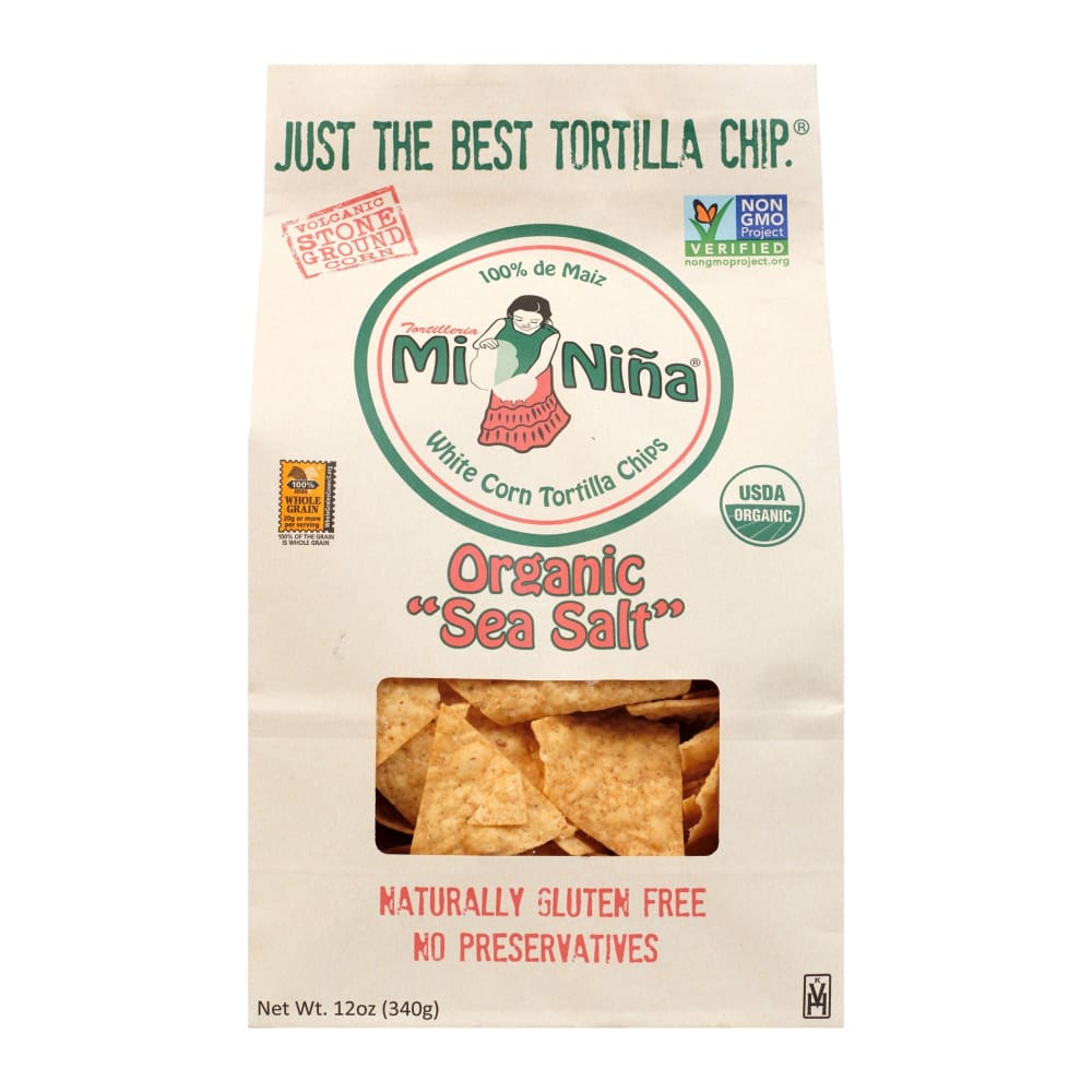 Mi Nina Organic Sea Salt Tortilla Chips 12 oz. - Home/Grocery Household & Pet/Canned & Packaged Food/Snacks/Salty Snacks/ - Mi Nina
