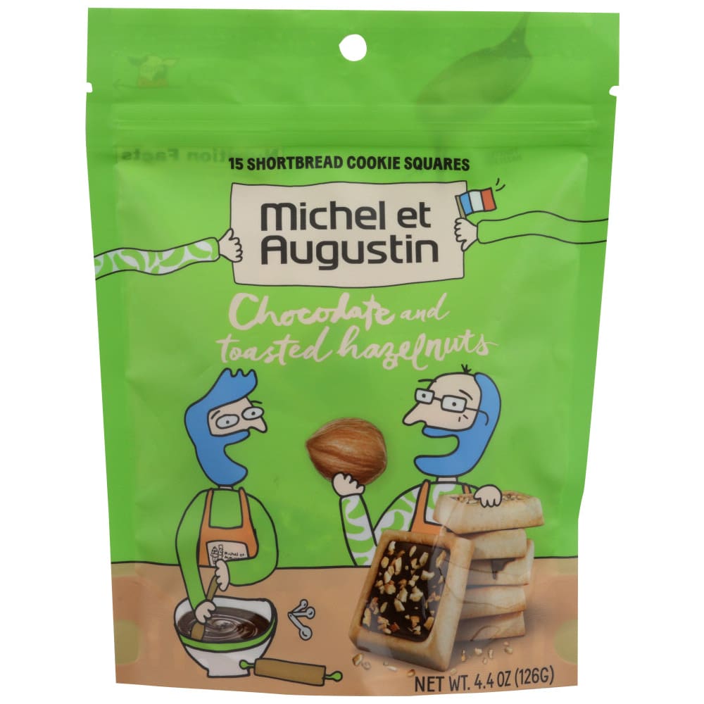 MICHEL ET AUGUSTIN: Chocolate and Toasted Hazelnut Squares Cookies 4.4 oz (Pack of 4) - Grocery > Snacks > Cookies - Michel Et Augustin