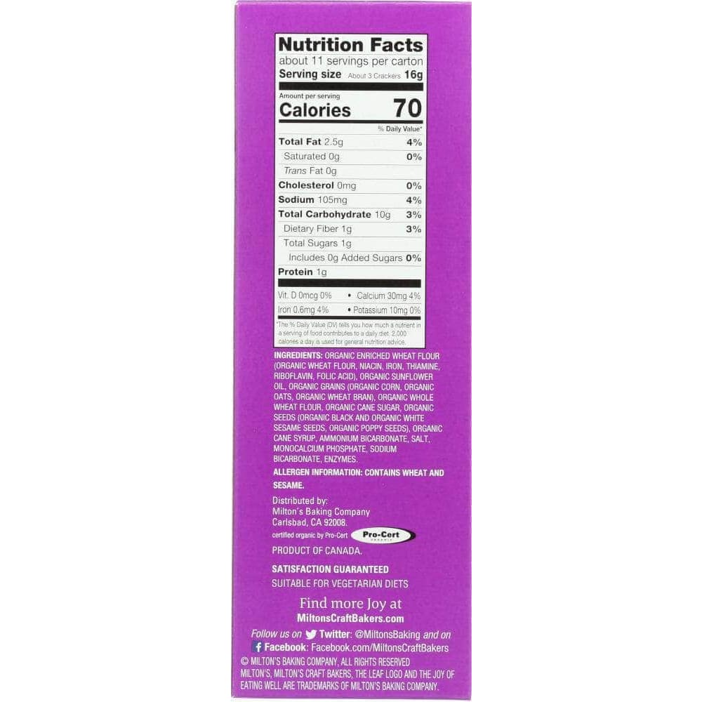 Miltons Craft Bakers Miltons Organic MultiGrain Crackers, 6 oz