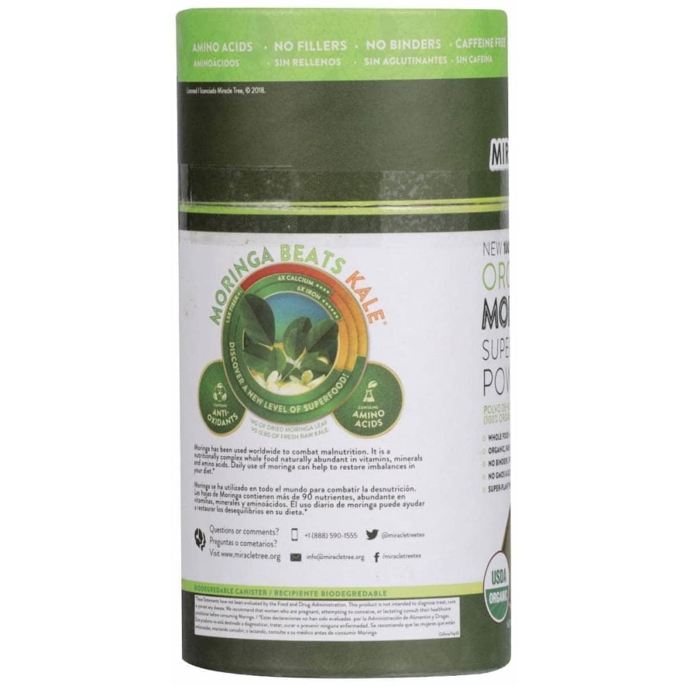 MIRACLE TREE Vitamins & Supplements > Miscellaneous Supplements MIRACLE TREE: Tea Moringa Powder Canister, 8 oz