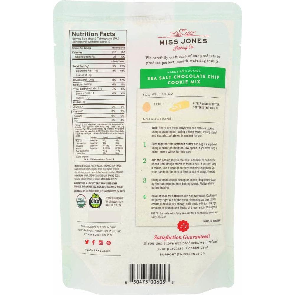 Miss Jones Baking Co Miss Jones Baking Co Mix Cookie Chocolate Chip Organic, 13 oz