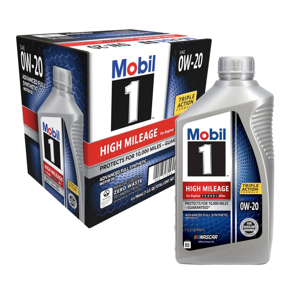 Mobil 1 High Mileage Full Synthetic Motor Oil 0W-20 (6 pack 1-quart bottles) - Mobil 1 - ShelHealth