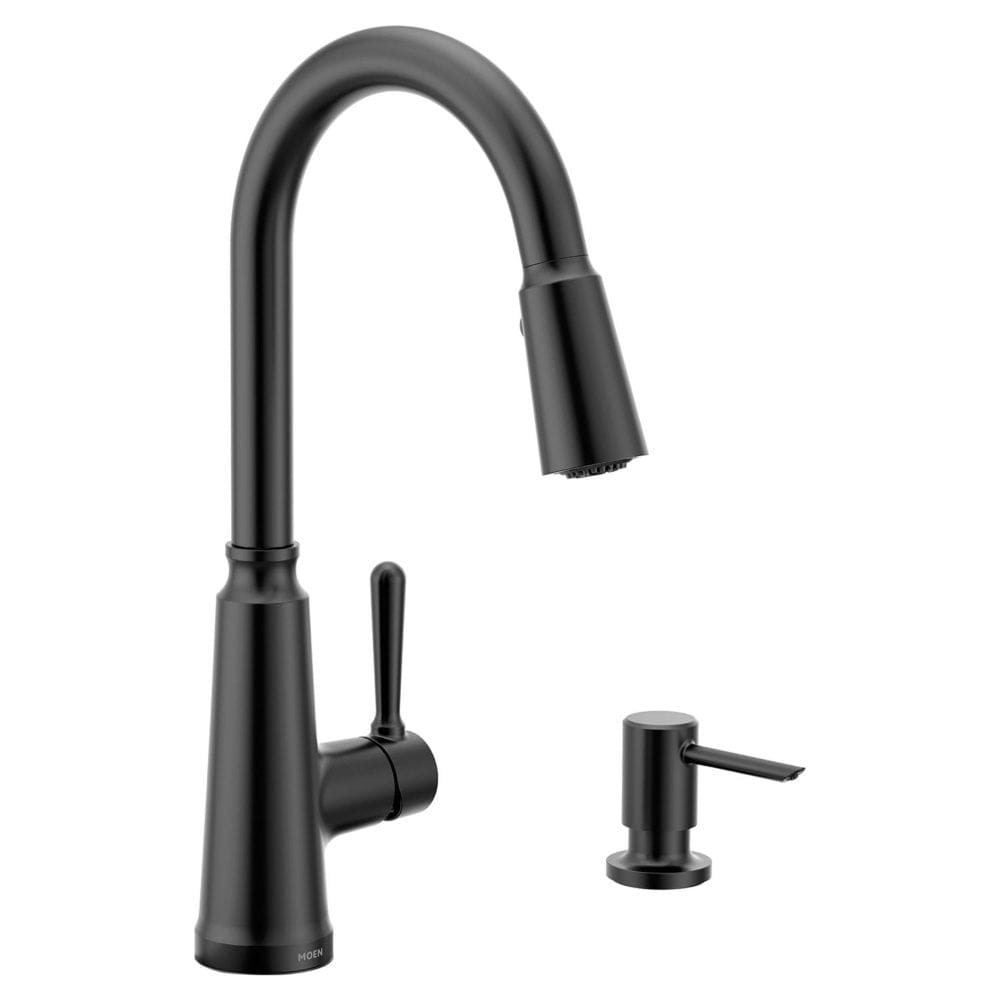 Moen Trew Single Handle Pulldown Kitchen Faucet Matte Black - Kitchen Faucets - Moen