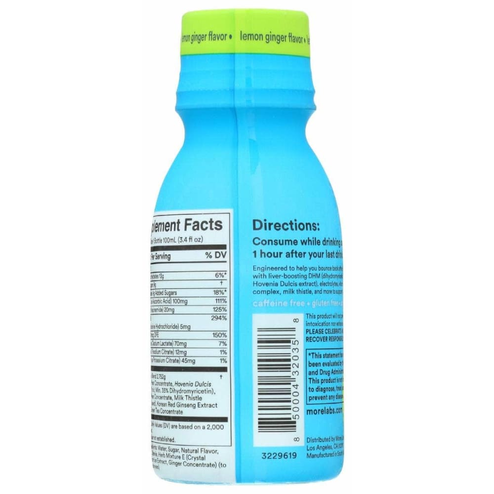 MORE LABS More Labs Shot Morning Recovery Lemon Ginger, 3.4 Oz