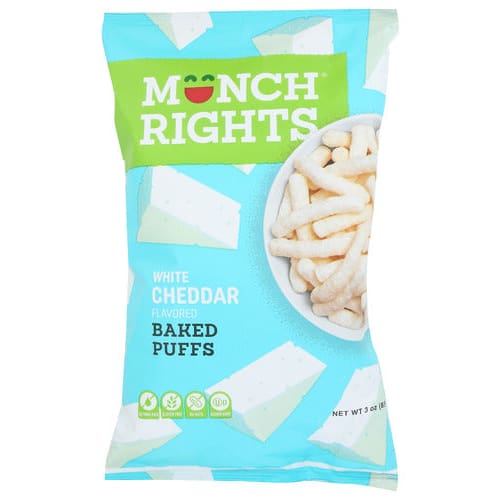 MUNCH RIGHTS: White Cheddar Baked Puffs 3 oz (Pack of 6) - Puffed Snacks - MUNCH RIGHTS
