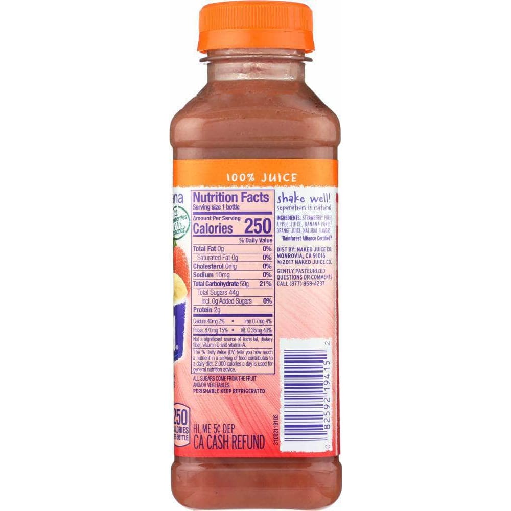 Naked Naked Juice Strawberry Banana Pure Fruit 100% Juice Smoothie, 15.2 oz