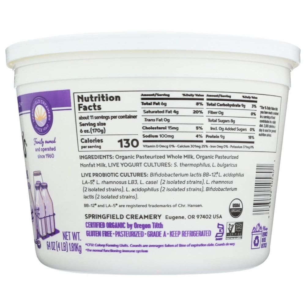 Nancys Nancys Organic Whole Milk Yogurt Plain, 64 oz