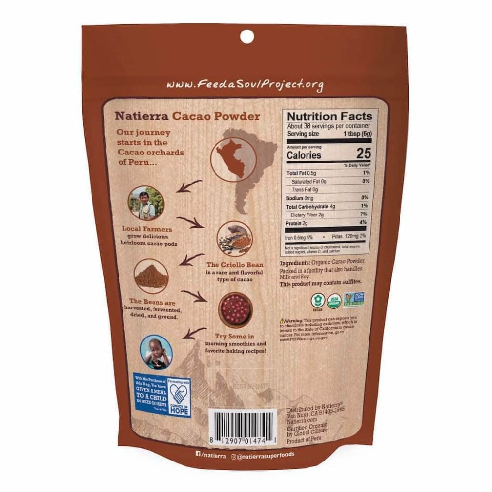 Natierra Natierra Organic Cacao Powder Pouch, 8 oz