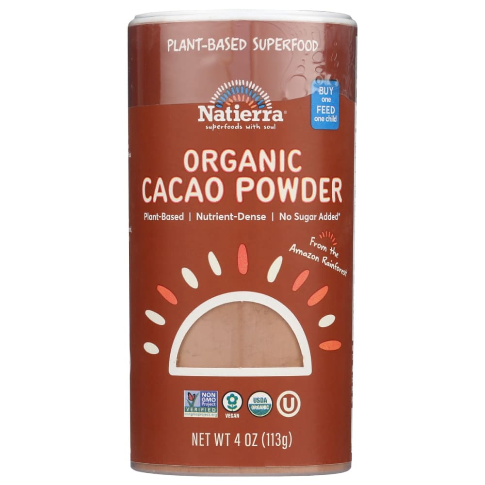 NATIERRA: Organic Cacao Powder Shaker 4 oz (Pack of 5) - NATIERRA