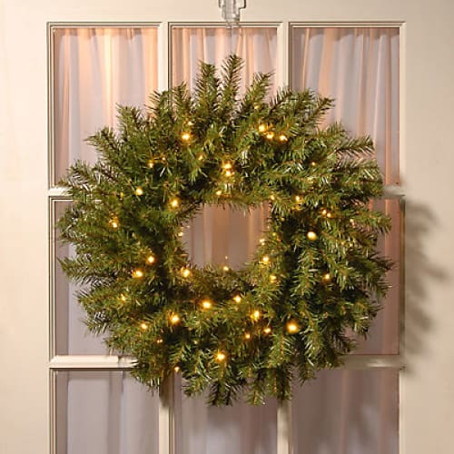 National Tree Company 24 Battery-Operated Pre-Lit Norwood Fir Wreath - Soft White - Home/Seasonal/Holiday/Holiday Decor/Wreaths & Garland/ -