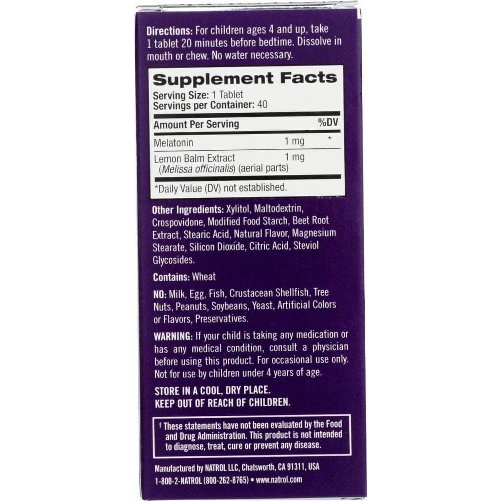 NATROL Natrol Kids Melatonin Sleep Support 1Mg Strawberry Fast Dissolve Tablets, 40 Tb