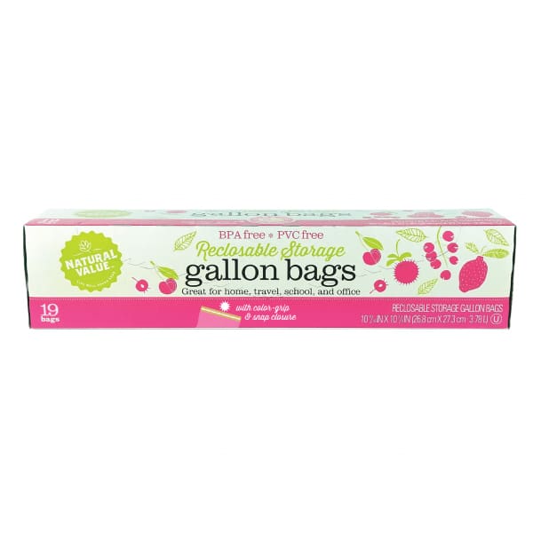 Natural Value Natural Value Reclosable Storage Gallon Bags, 19 bg