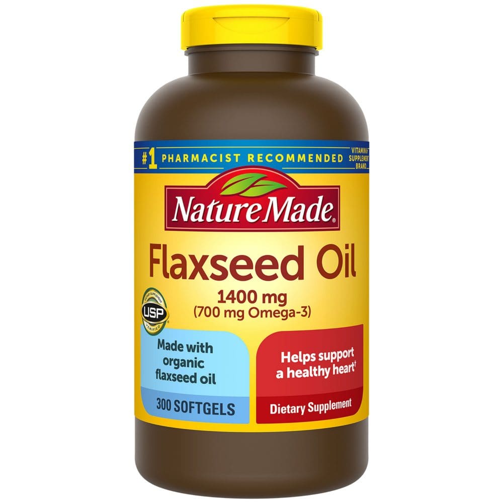 Nature Made Flaxseed Oil 1400 mg Softgels for Heart Health (300 ct.) - Heart Health - Nature