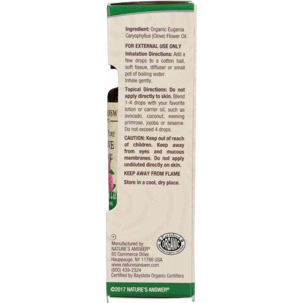 Natures Answer Nature's Answer Organic Essential Oil 100% Pure Clove, 0.5 oz