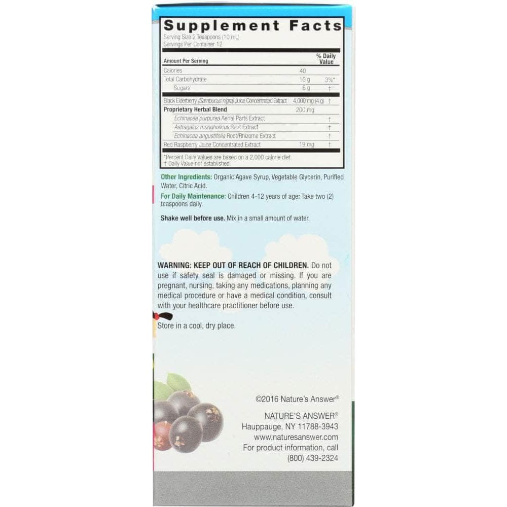 Natures Answer Nature's Answer Sambucus Black Elder Berry Kids Formula 1945 mg, 4 oz