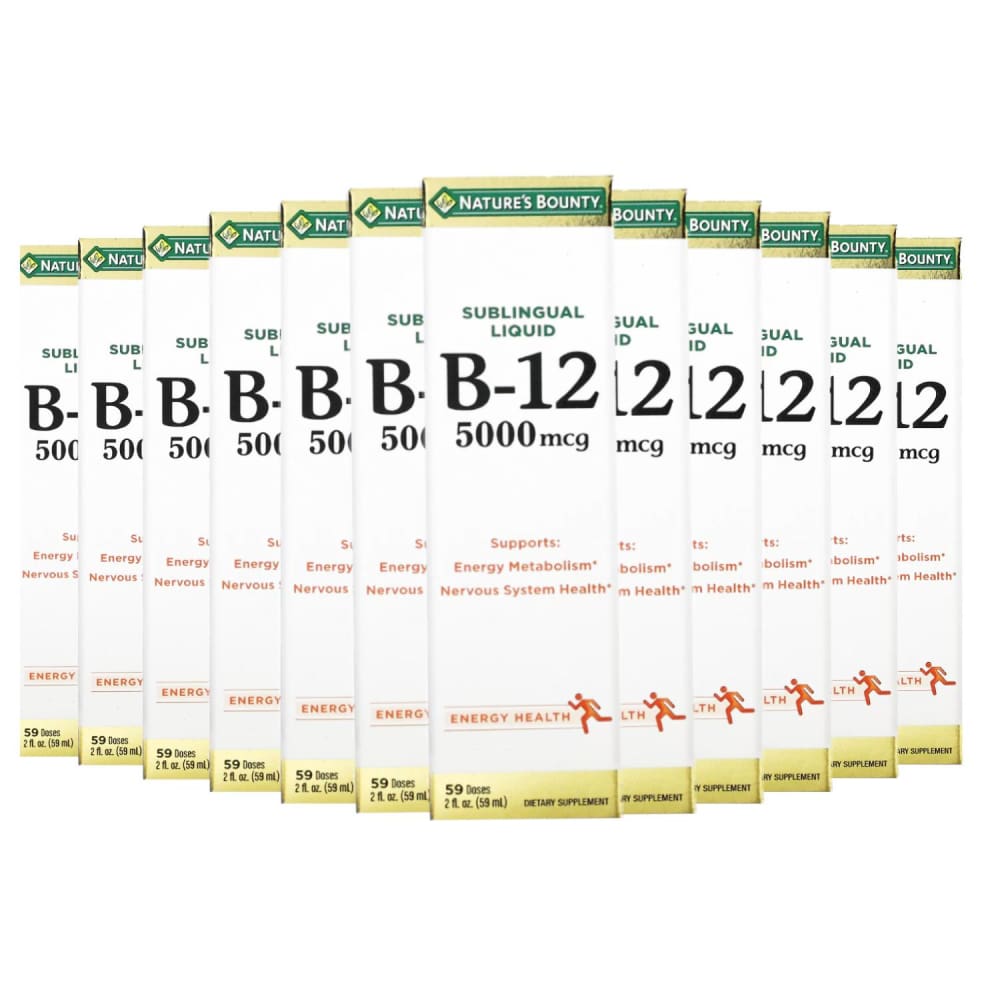 Nature’s Bounty B-12 5000 mcg Sublingual Liquid Energy Health - 2 Fl Oz - 12 Pack - Nature’s Bounty