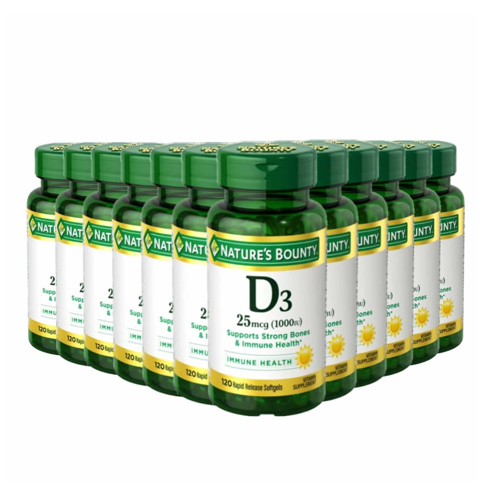 Nature’s Bounty Vitamin D3 25 Mcg 1000 IU, 120 Rapid Release Softgels - 12 Pack - Vitamins - Nature’s Bounty