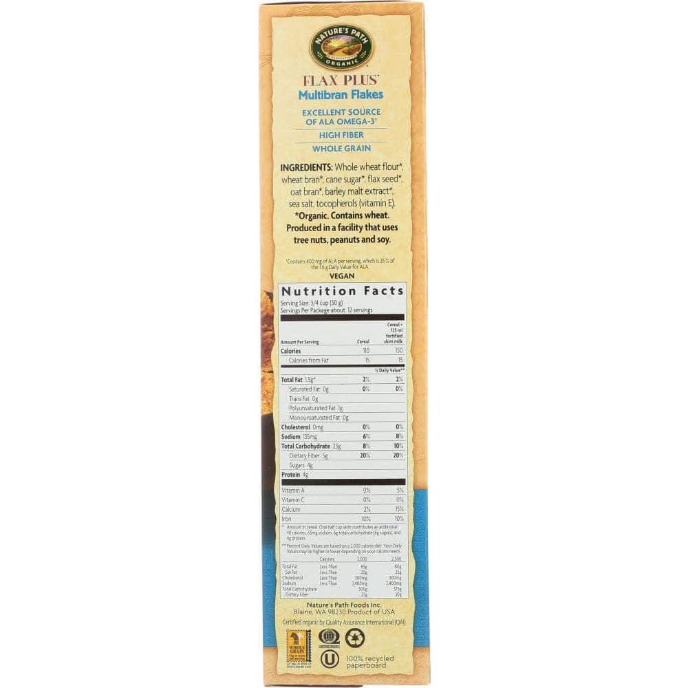 Natures Path Nature's Path Organic Flax Plus Multibran Flakes Cereal, 13.25 oz