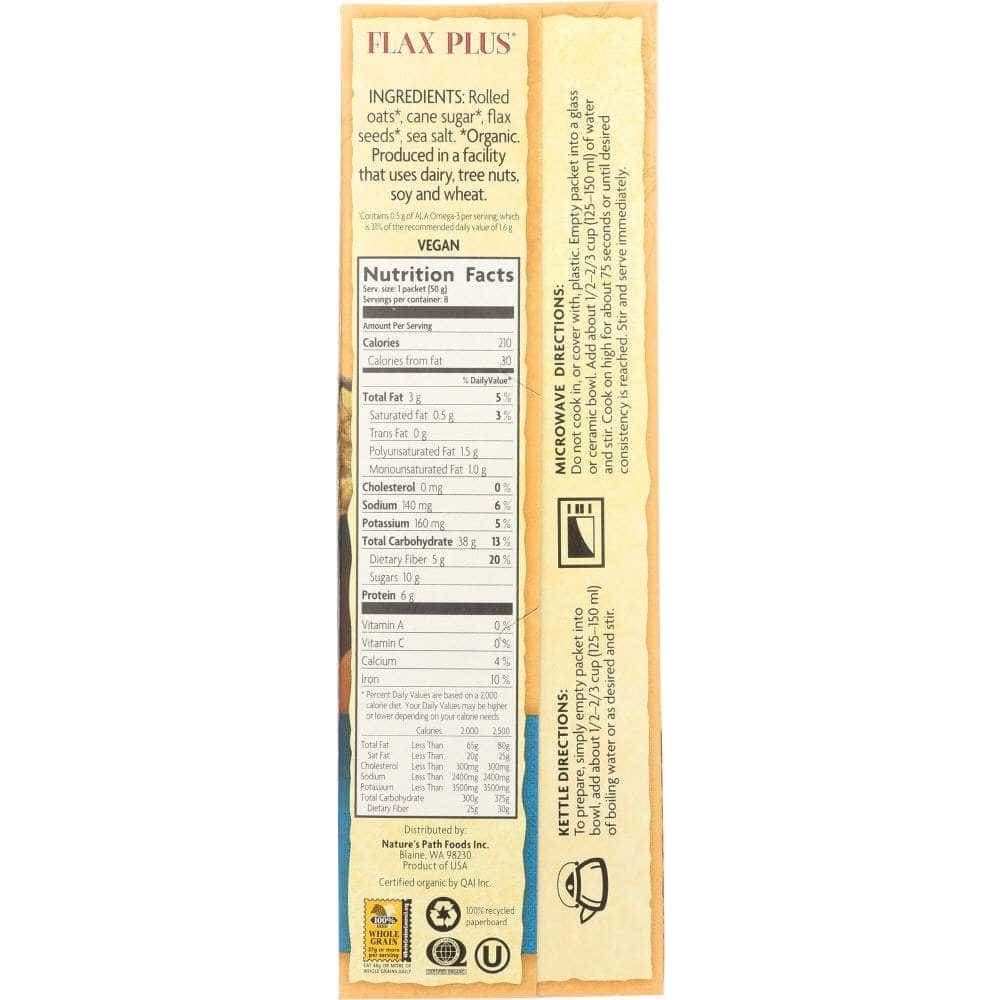 Natures Path Nature's Path Organic Instant Hot Oatmeal Flax Plus 8 Packets, 14 oz