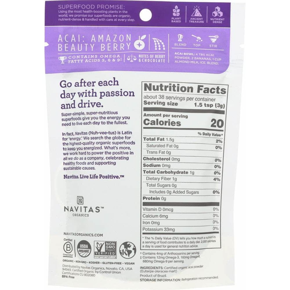 Navitas Navitas Organic Acai Powder, 4 oz