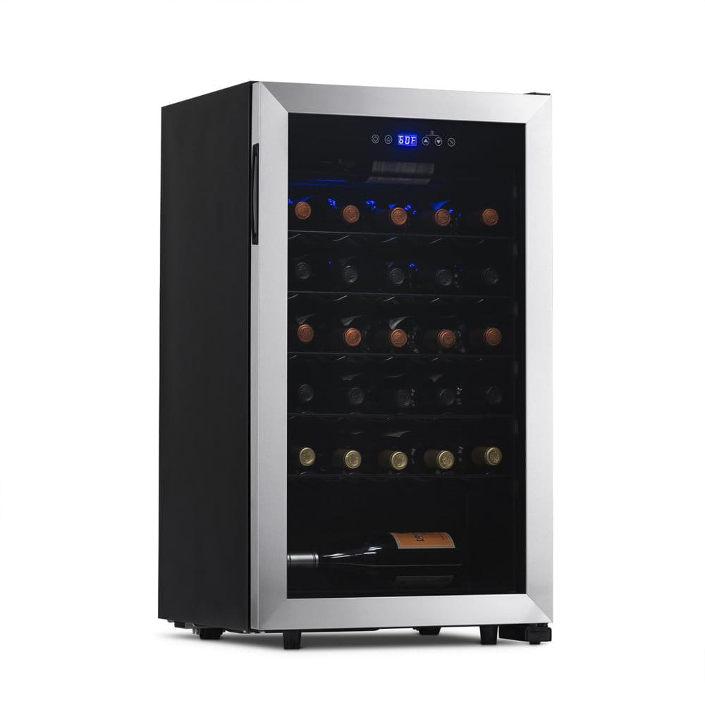 NewAir Freestanding 33-Bottle Compressor Wine Fridge in Stainless Steel - Wine & Beer Coolers - NewAir