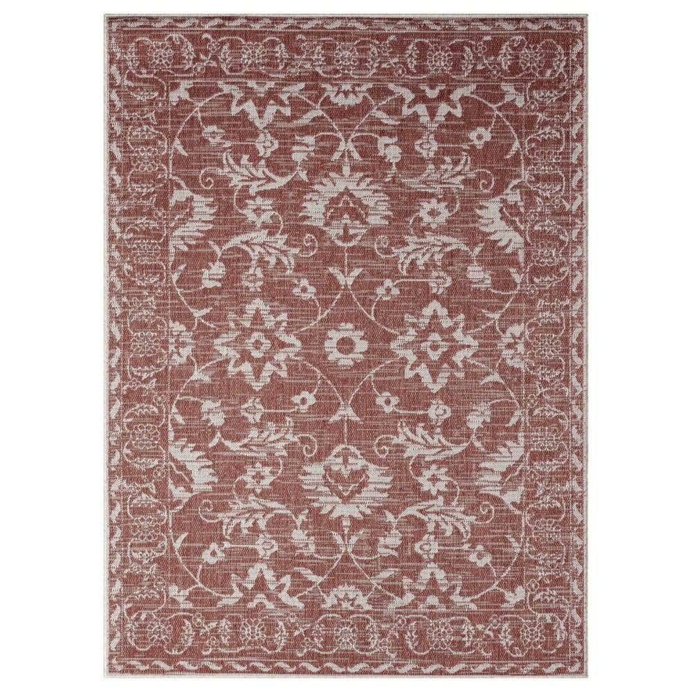 Nicole Miller New York Patio Country Ayala Botanical Floral Indoor/Outdoor Area Rug - Terracotta/Ivory - Outdoor Rugs - Nicole