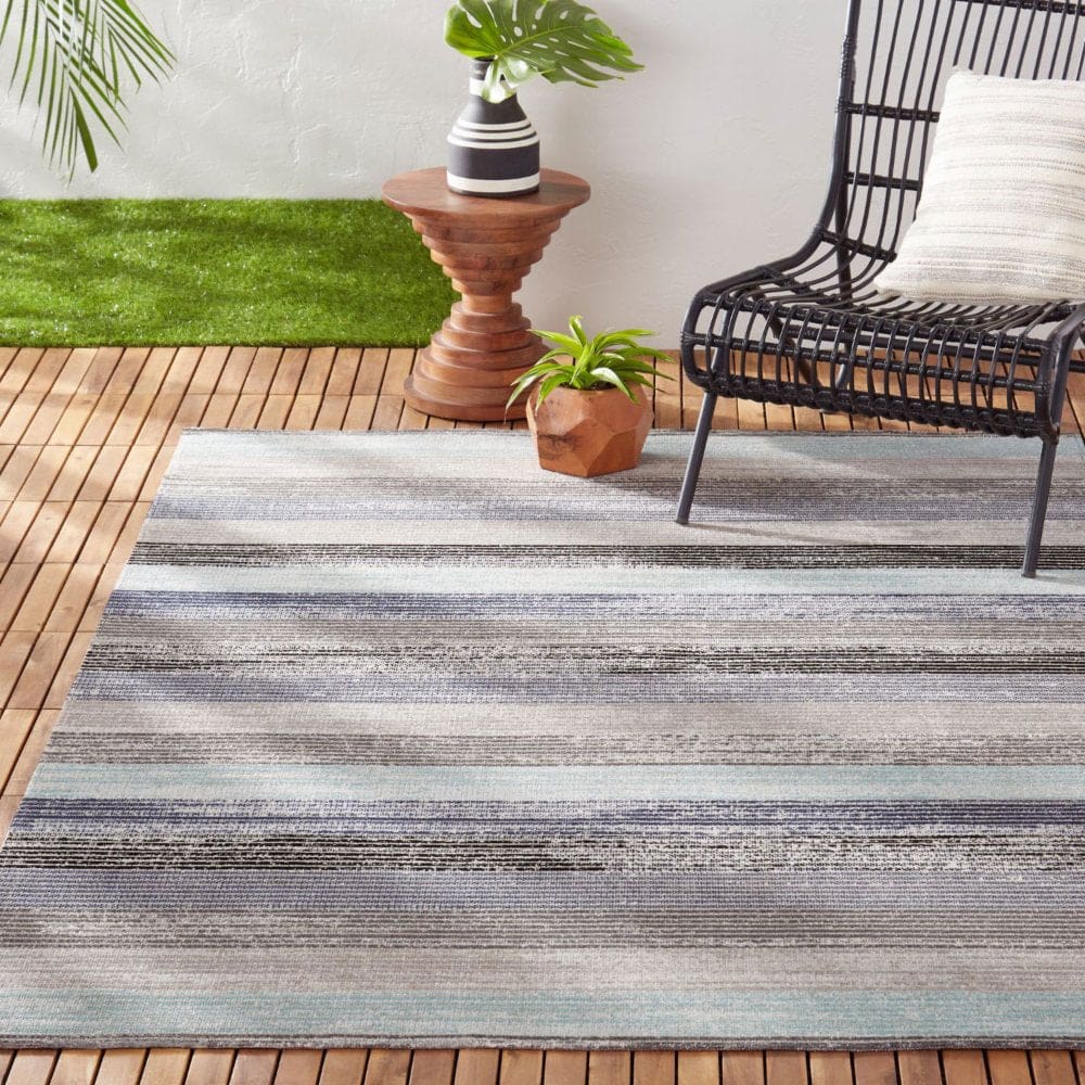 Nicole Miller New York Patio Sofia Estelle Indoor/Outdoor Area Rug - Gray/Blue - Savings & Clearance - ShelHealth