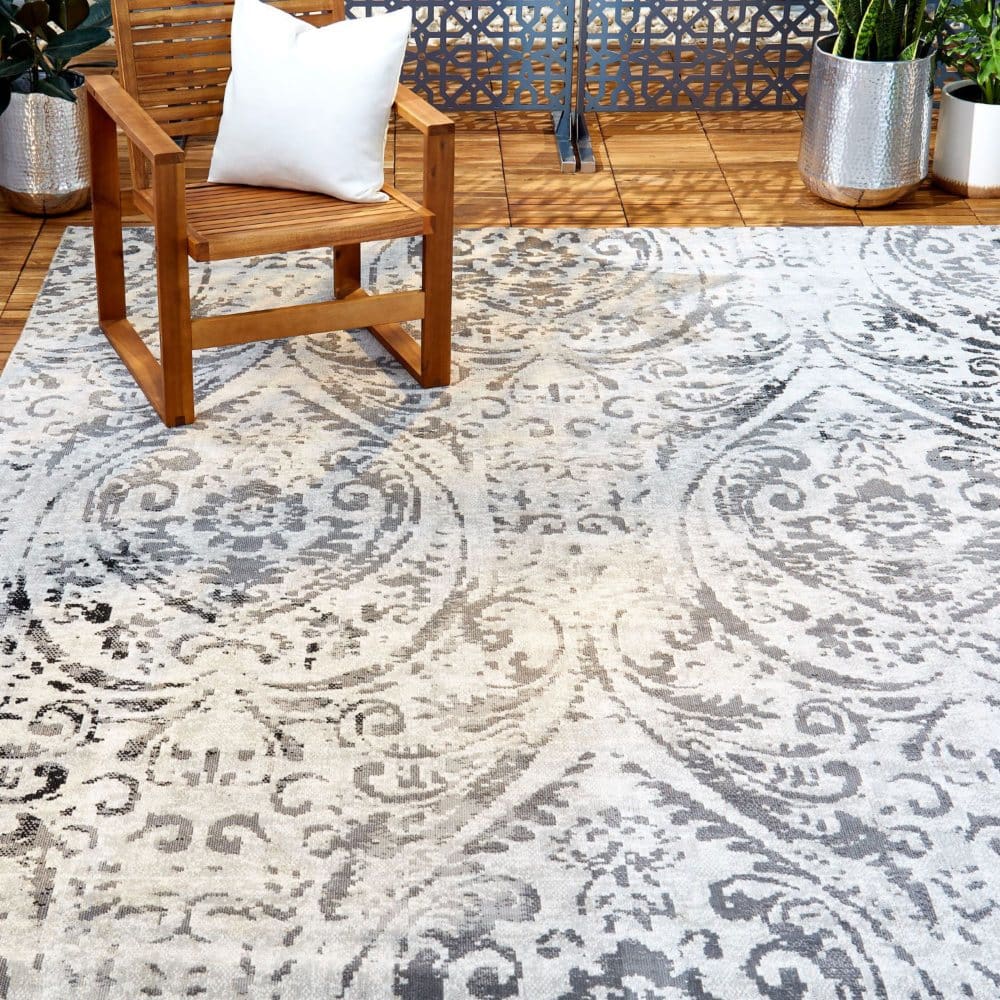 Nicole Miller New York Patio Sofia Juniper Area Rug - Ivory/Gray - Savings & Clearance - ShelHealth