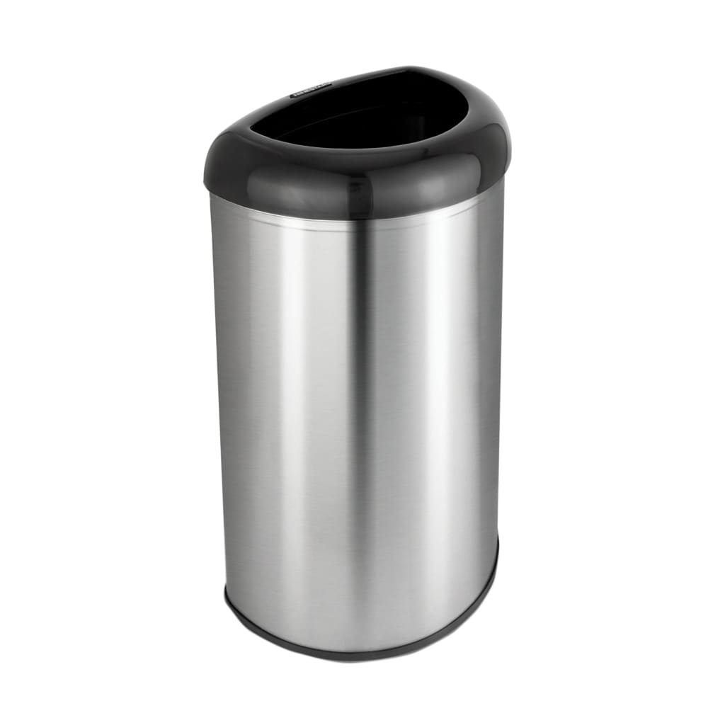 Nine Stars 13.2-Gal. Stainless Steel Open Top Trash Can - Black - Nine
