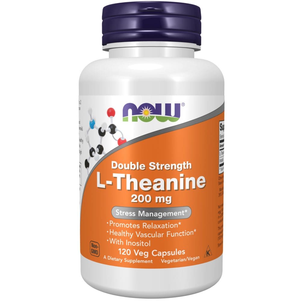 NOW Supplements Double Strength L-Theanine 200 mg. Stress Management* Supplement (120 ct.) - Supplements - NOW