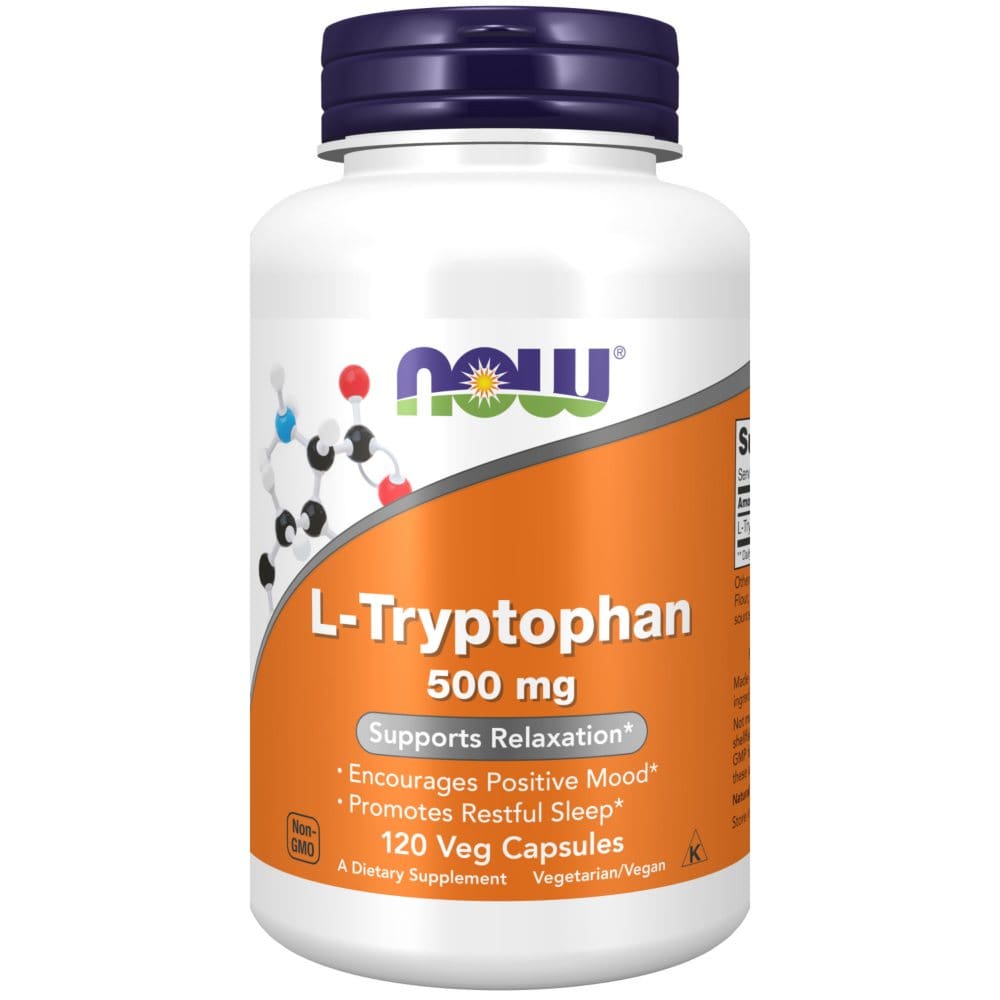NOW Supplements L-Tryptophan 500 mg. Supplement Positive Mood and Relaxation (120 ct.) - Supplements - NOW