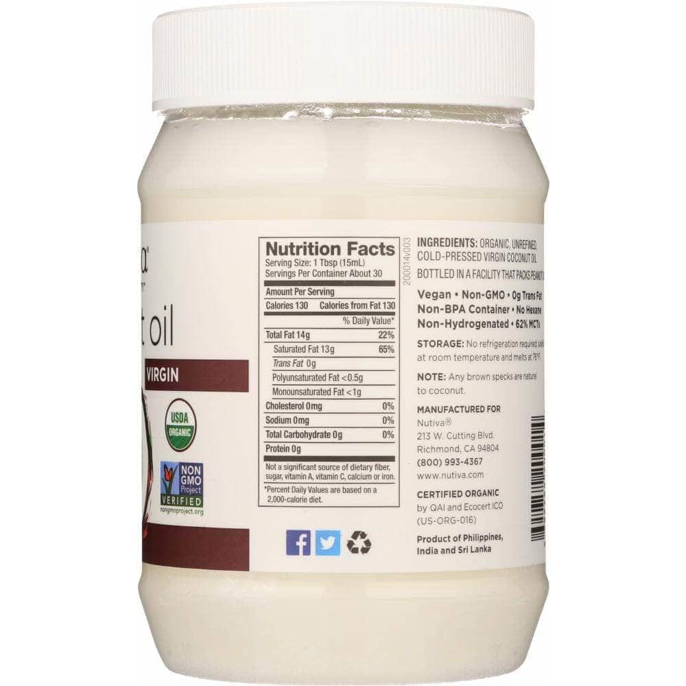 Nutiva Nutiva Organic Virgin Coconut Oil, 15 oz