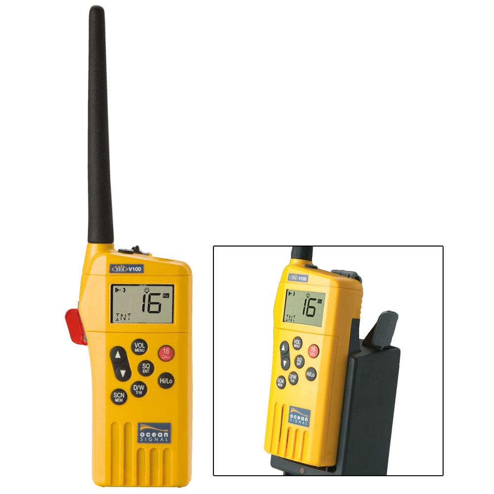 Ocean Signal SafeSea V100 GMDSS VHF Radio - 21 Channels w/ Battery Kit - Communication | VHF - Handheld - Ocean Signal